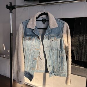 Shearling and denim jacket